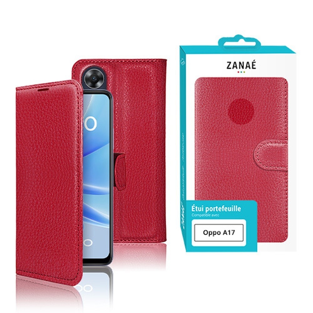 Étui Portefeuille Rouge pour Oppo A17