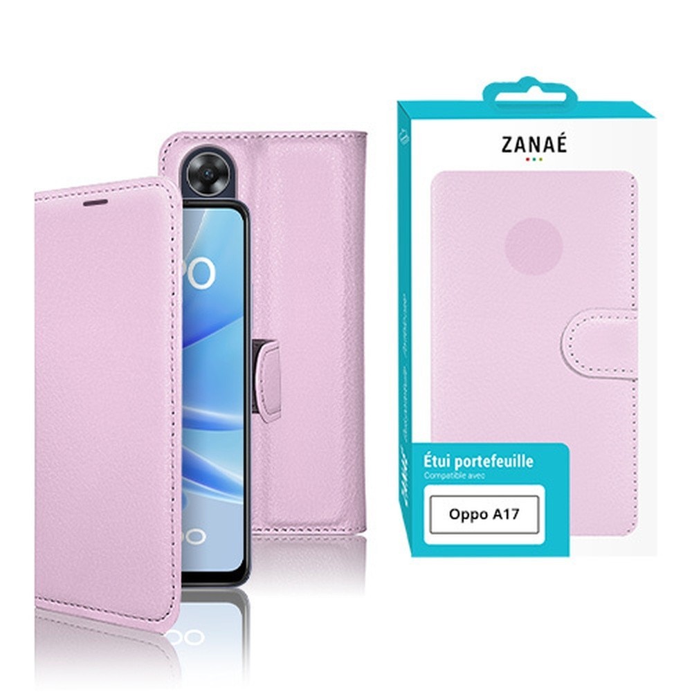 Étui Portefeuille Zanae pour Oppo A17 en Rose