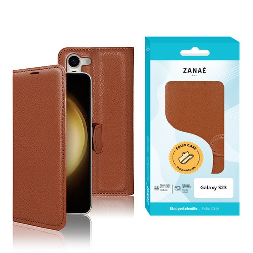 Etui Portefeuille Zanae Marron pour Galaxy S23