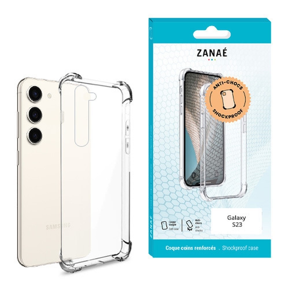 Coque silicone transparente avec coins renforcés pour Galaxy S23