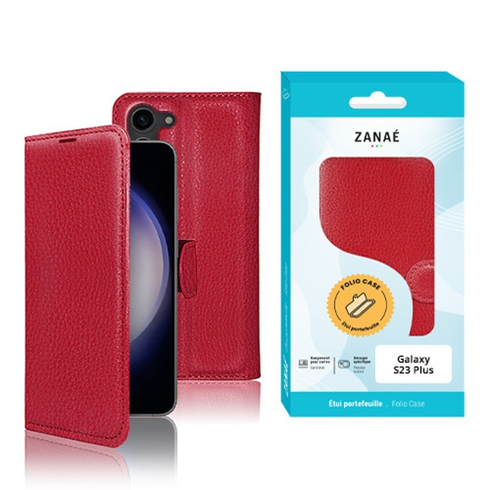 Etui Portefeuille Zanae Rouge pour Galaxy S23 Plus