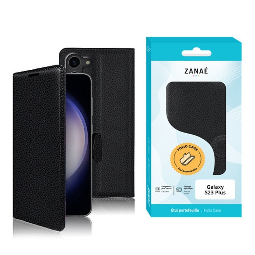 Etui Portefeuille Zanae pour Galaxy S23 Plus Noir