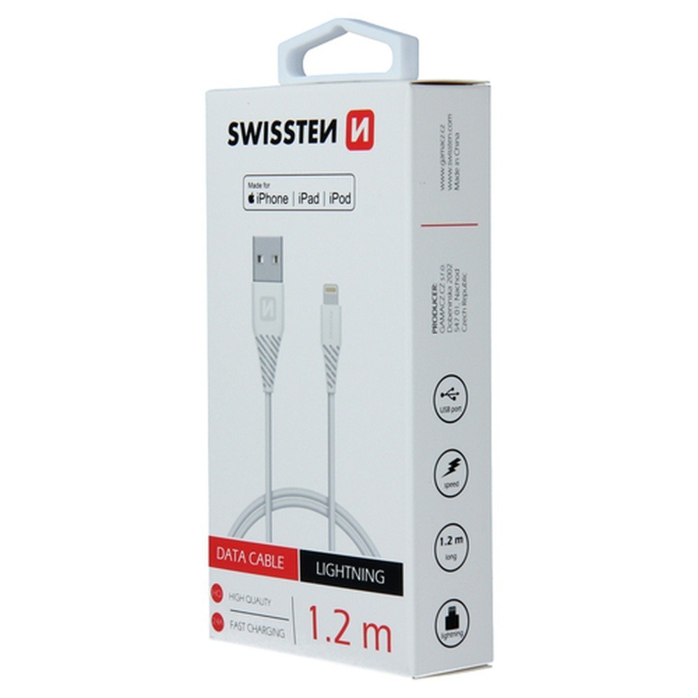 Câble Swissten USB/Lightning MFi blanc de 1.2m