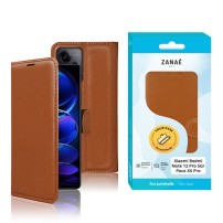 Étui portefeuille Zanae pour Xiaomi Redmi Note 12 Pro 5G en marron