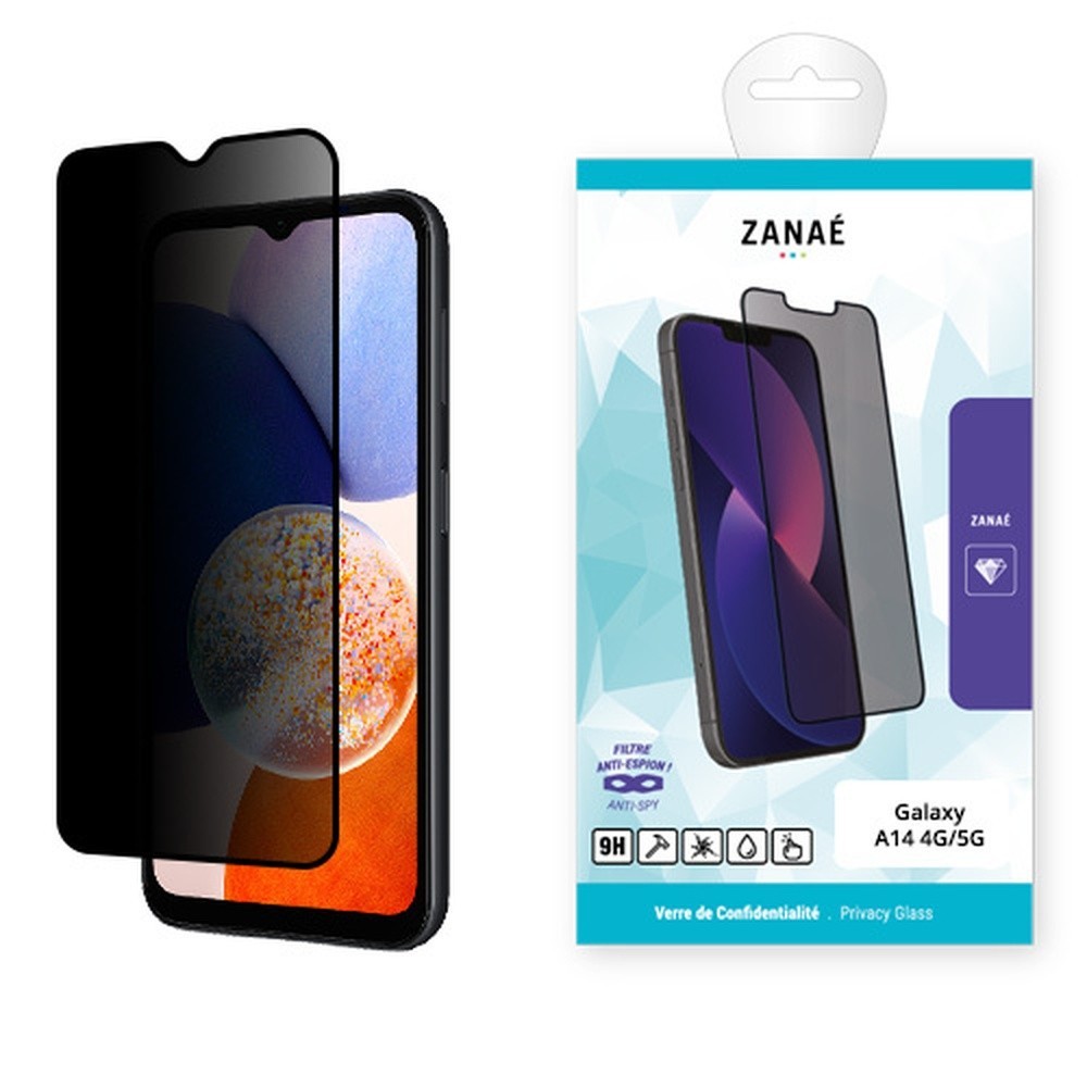 Verre de confidentialité noir pour Galaxy A14 4G/5G