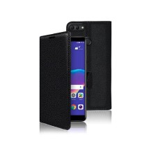 Étui portefeuille noir compatible Huawei Y9 (2018)
