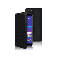Étui portefeuille noir compatible Huawei Y9 (2018)