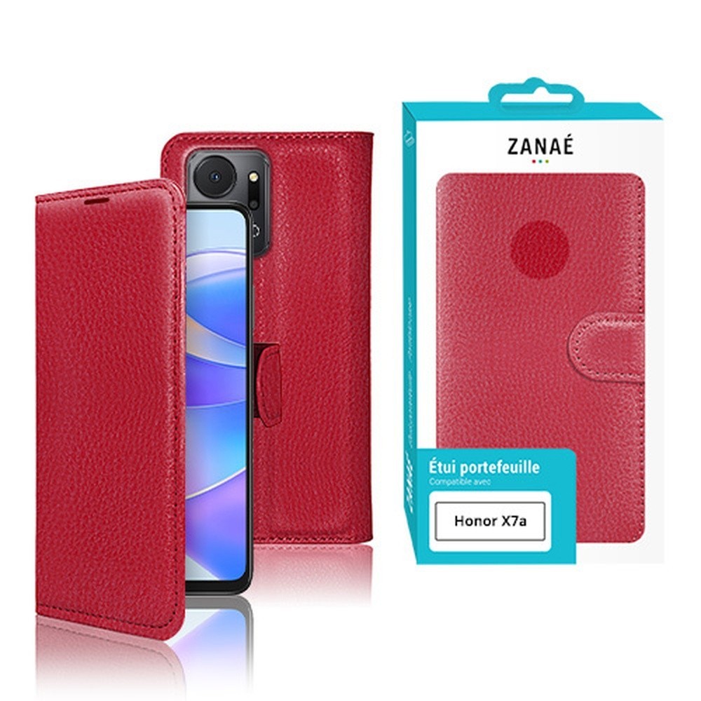 Etui portefeuille Zanae rouge pour Honor X7a