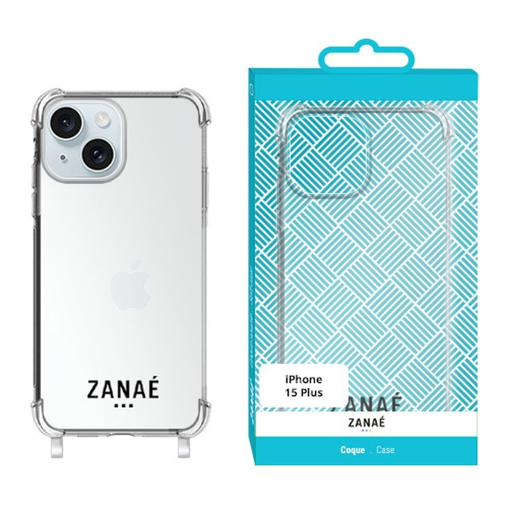 Coque transparente avec anneaux pour iPhone 15 Plus