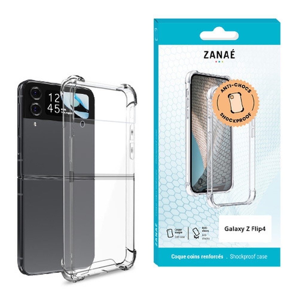 Coque transparente en silicone pour Galaxy Z Flip4 avec coins renforcés