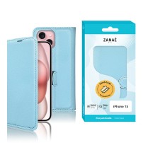 Étui Portefeuille Zanae bleu clair pour iPhone 15