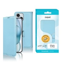 Étui Portefeuille Zanae bleu clair pour iPhone 15 Plus