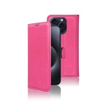 Étui portefeuille Zanae pour iPhone 15 Pro en fushia