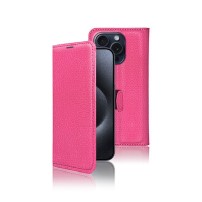 Étui portefeuille Zanae pour iPhone 15 Pro en fushia