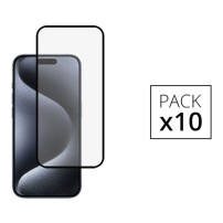 Pack de 10 verres trempés noirs pour iPhone 15 Pro