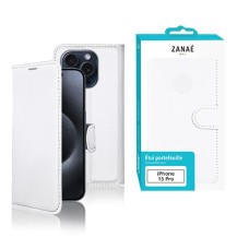 Etui Portefeuille Blanc pour iPhone 15 Pro