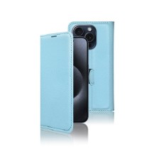 Etui portefeuille Zanae pour iPhone 15 Pro en bleu clair