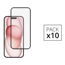 Verre trempé Full Cover pour iPhone 15 et 16 - Pack de 10