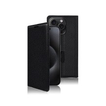 Vue de l'étui portefeuille noir compatible iPhone 15 Pro Max