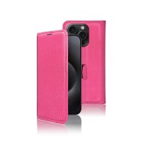 Étui portefeuille fushia pour iPhone 15 Pro Max