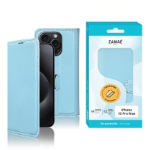 Etui portefeuille Zanae bleu clair pour iPhone 15 Pro Max