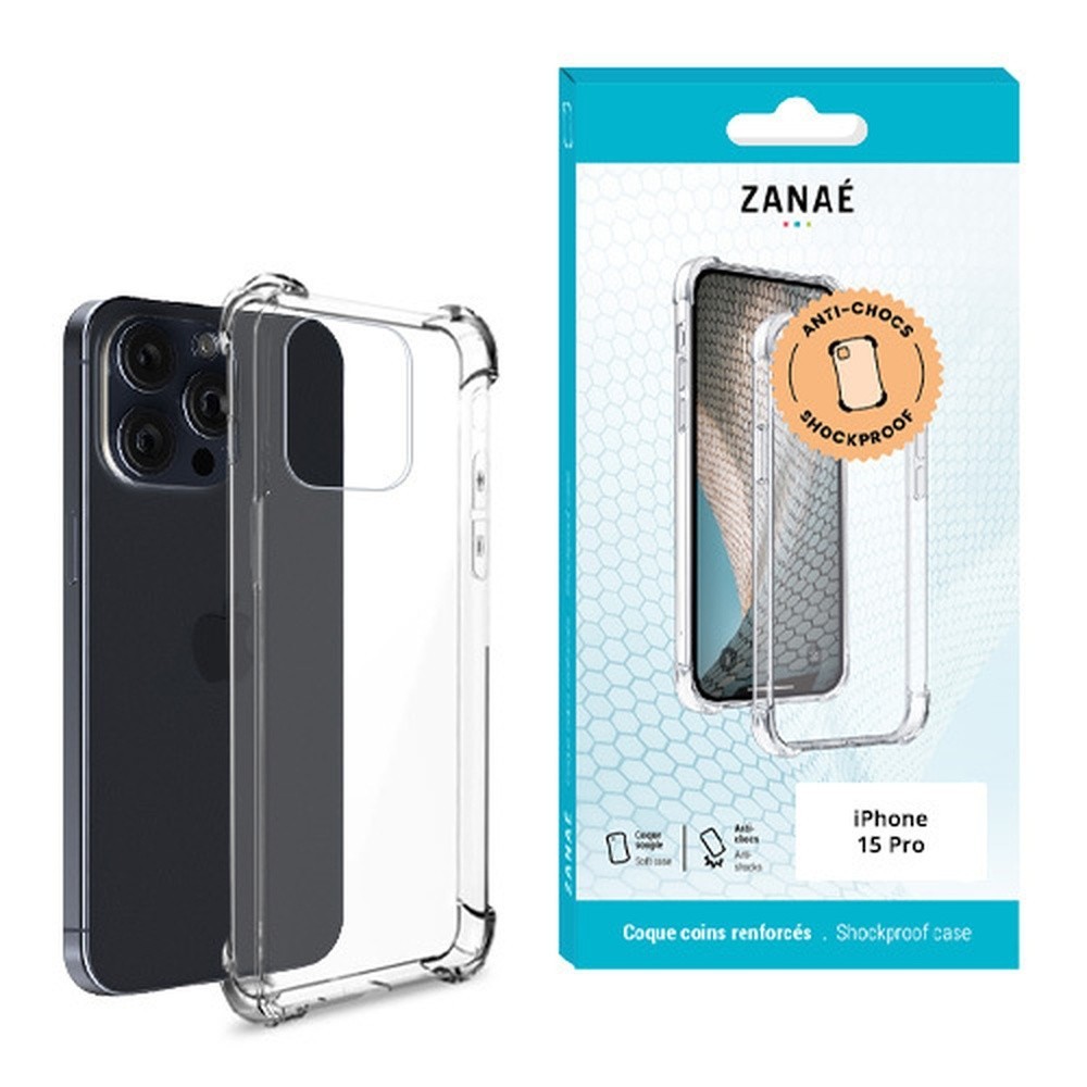 Coque Silicone Transparent avec Coins Renforcés pour iPhone 15 Pro