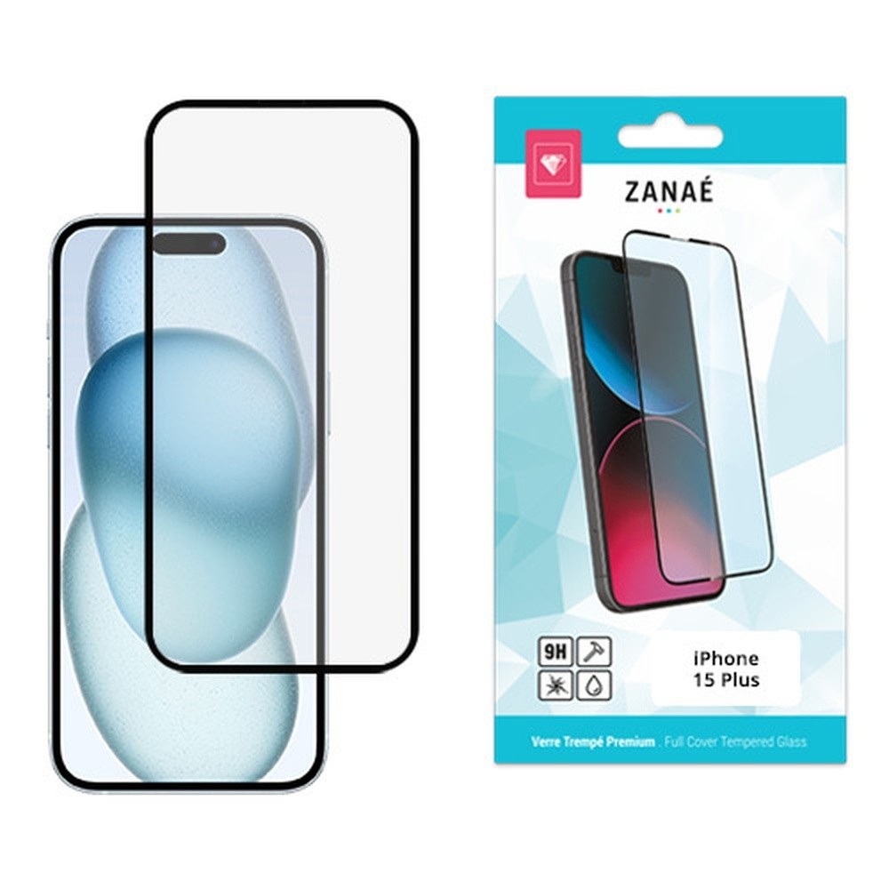 Film de protection en verre trempé pour iPhone 15 Plus et 16 Plus