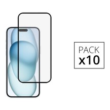 Verres trempés full cover noir pour iPhone 15 Plus et 16 Plus