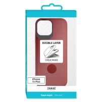Coque Double Layer pour iPhone 15 Plus en rouge
