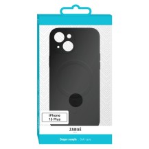Coque noire compatible MagSafe pour iPhone 15 Plus