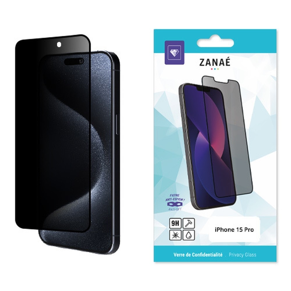 Film de protection en verre de confidentialité pour iPhone 15 Pro