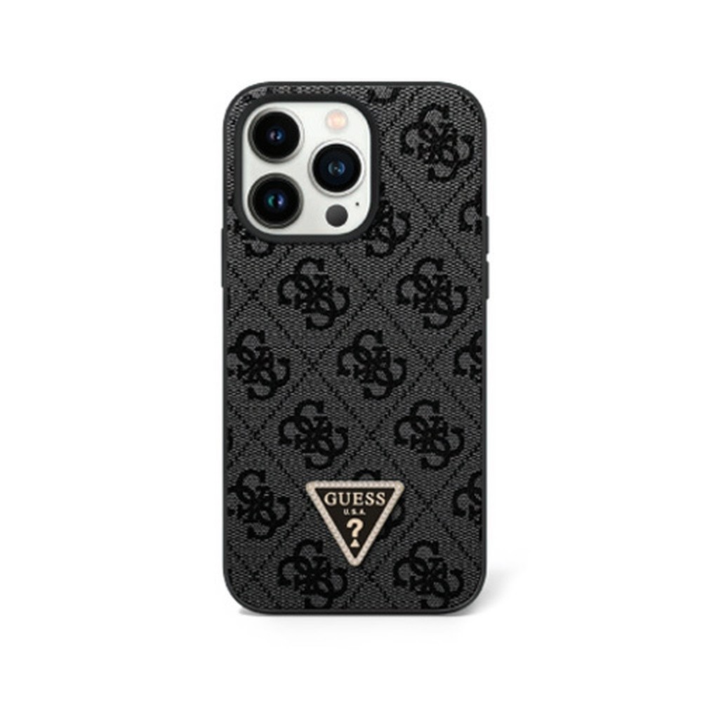 Coque Guess motif triangulaire pour iPhone 15 en noir