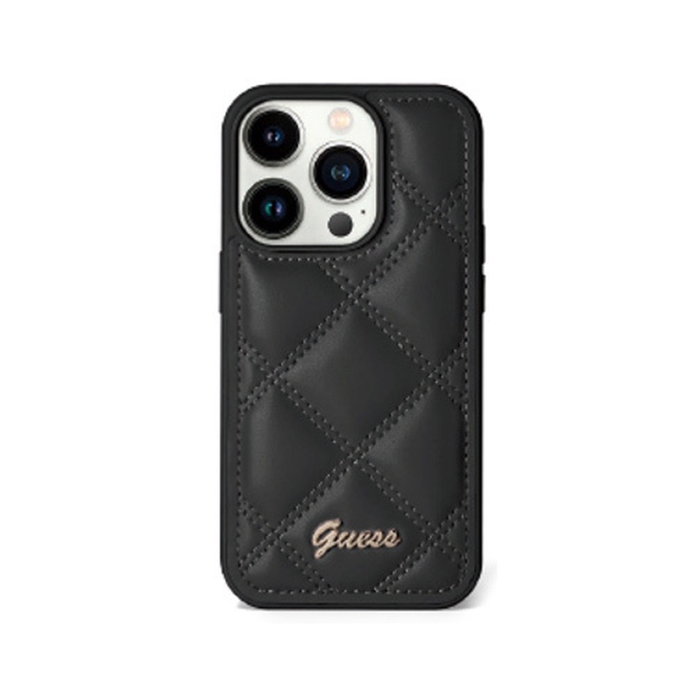 Coque Guess matelassée noire pour iPhone 15