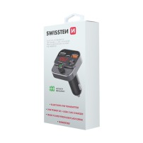 Transmetteur FM Bluetooth et chargeur allume-cigare noir avec ports USB