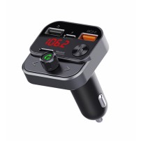 Transmetteur FM Bluetooth et chargeur allume-cigare noir avec ports USB