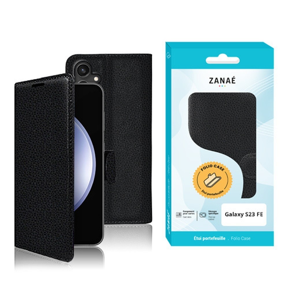 Etui portefeuille noir pour Galaxy S23 FE