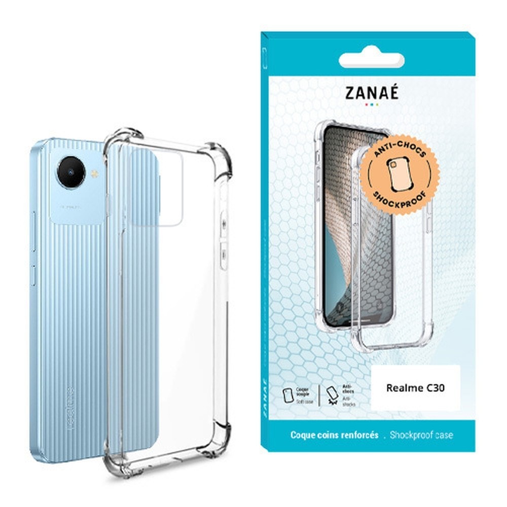 Coque Silicone transparente avec coins renforcés pour Realme C30