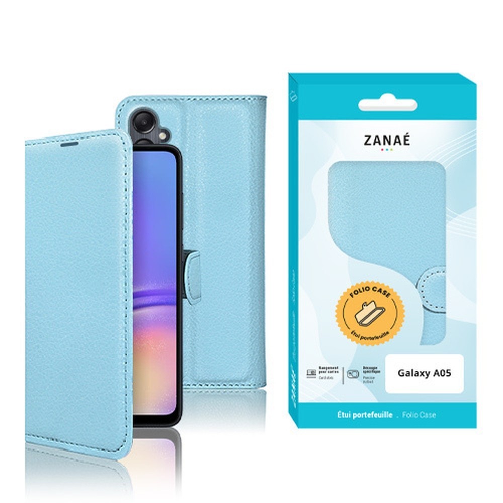 Etui Portefeuille Zanae bleu clair pour Galaxy A05