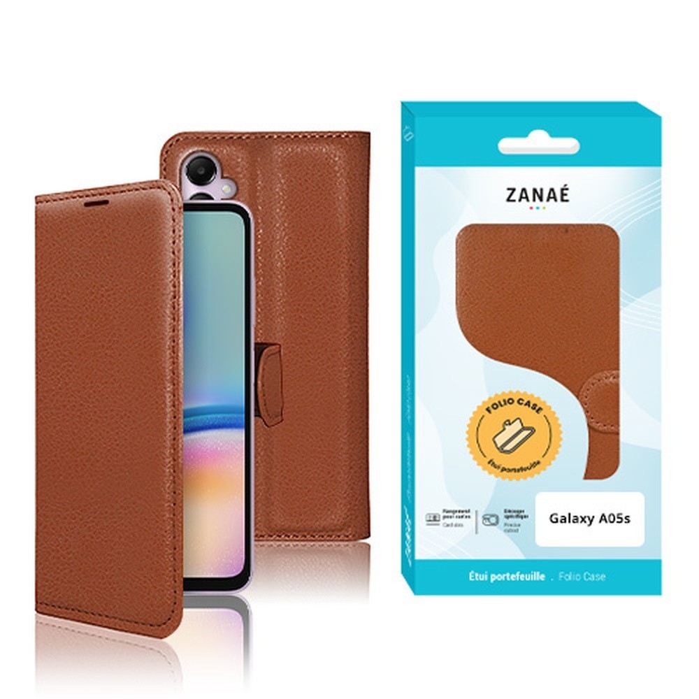 Etui Portefeuille Zanae marron pour Galaxy A05s