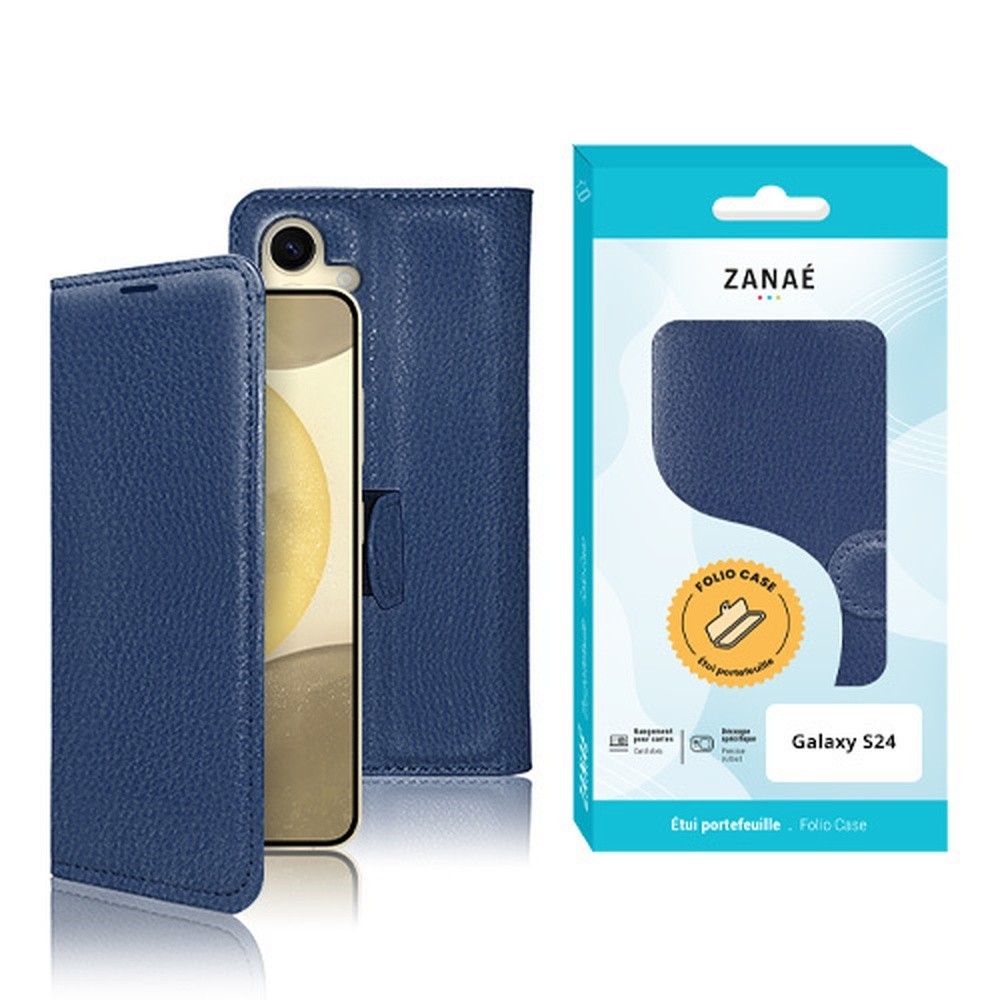 Etui Portefeuille Zanae pour Galaxy S24 en marine