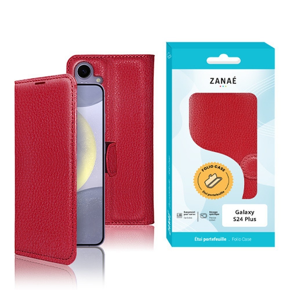 Etui portefeuille rouge pour Galaxy S24 Plus