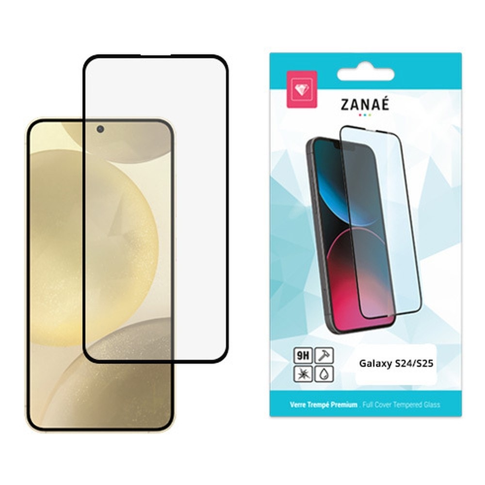 Verre trempé Full Cover noir pour Galaxy S24/S25