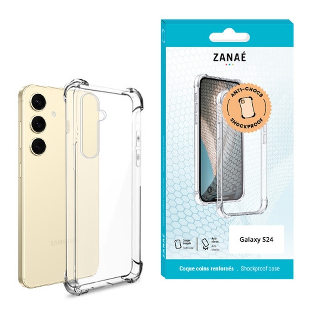 Coque silicone transparente pour Galaxy S24 avec coins renforcés