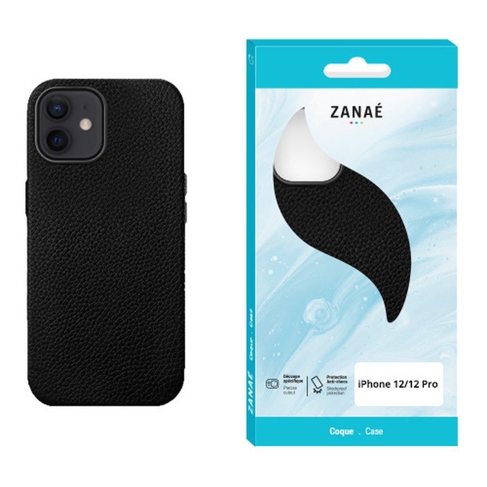 Coque Easy Rider en cuir PU noir pour iPhone 12 et 12 Pro