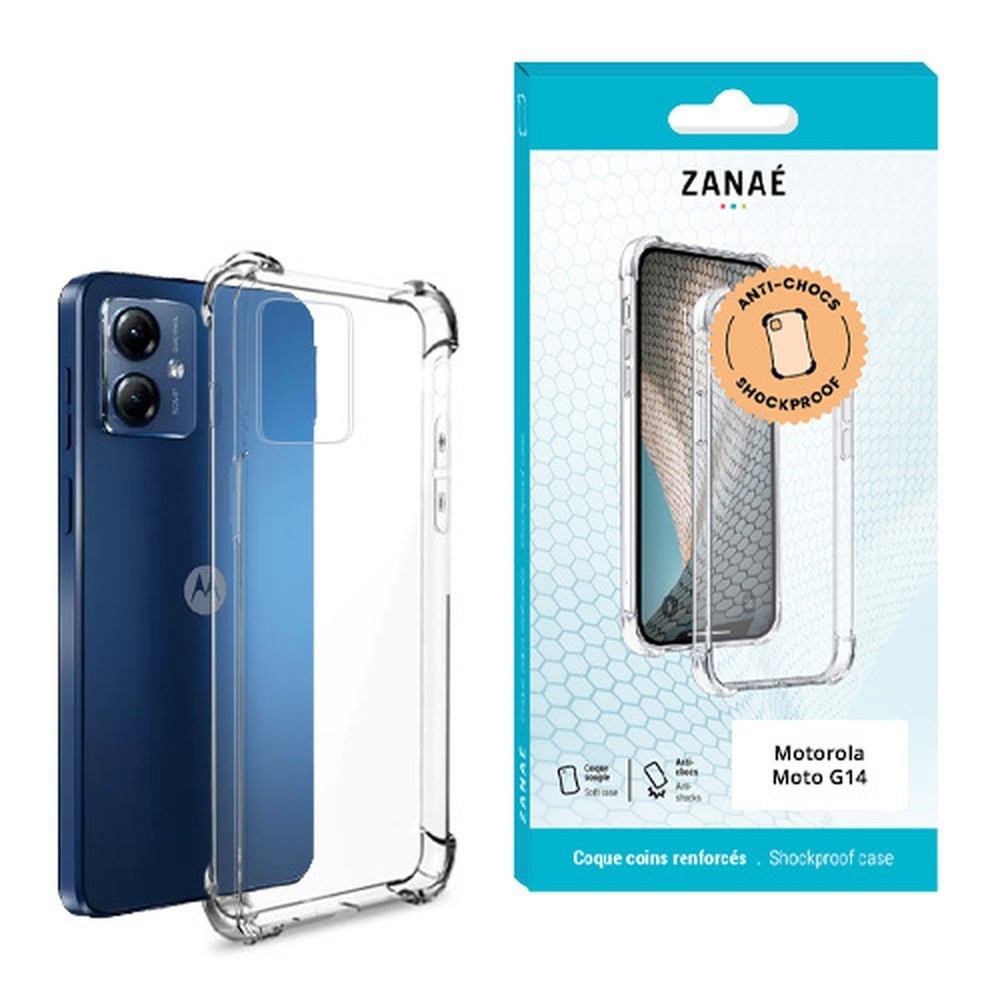 Coque silicone transparente avec coins renforcés pour Motorola G14