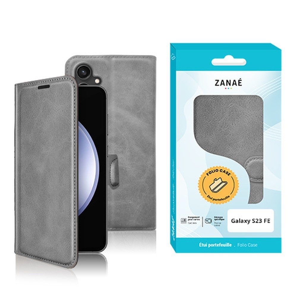Étui Portefeuille Zanae Columbia en gris pour Samsung Galaxy S23 FE