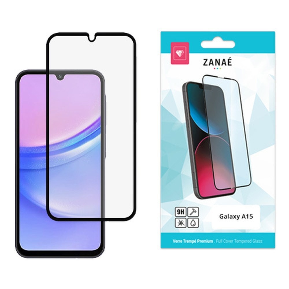 Film de protection en verre trempé noir pour Galaxy A15