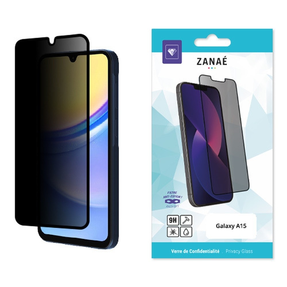 Verre de confidentialité noir pour Galaxy A15