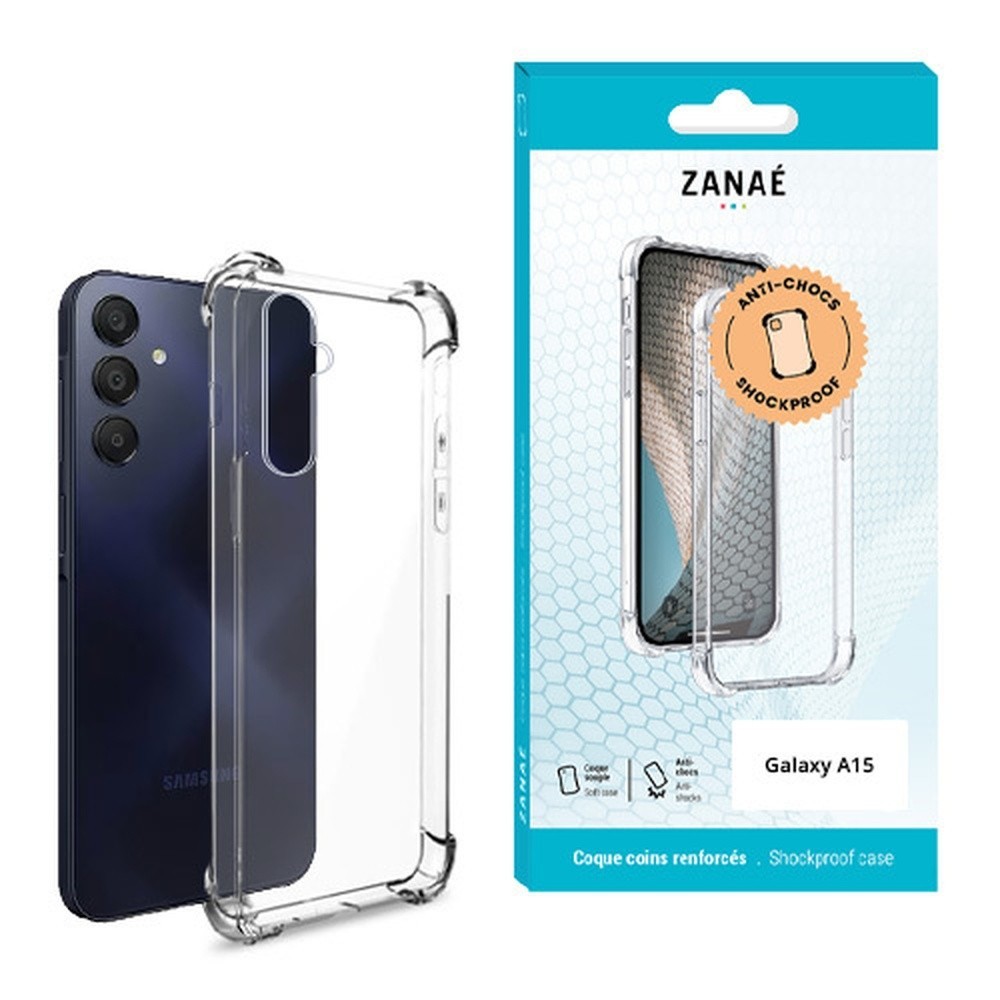 Coque silicone transparente pour Galaxy A15 avec coins renforcés