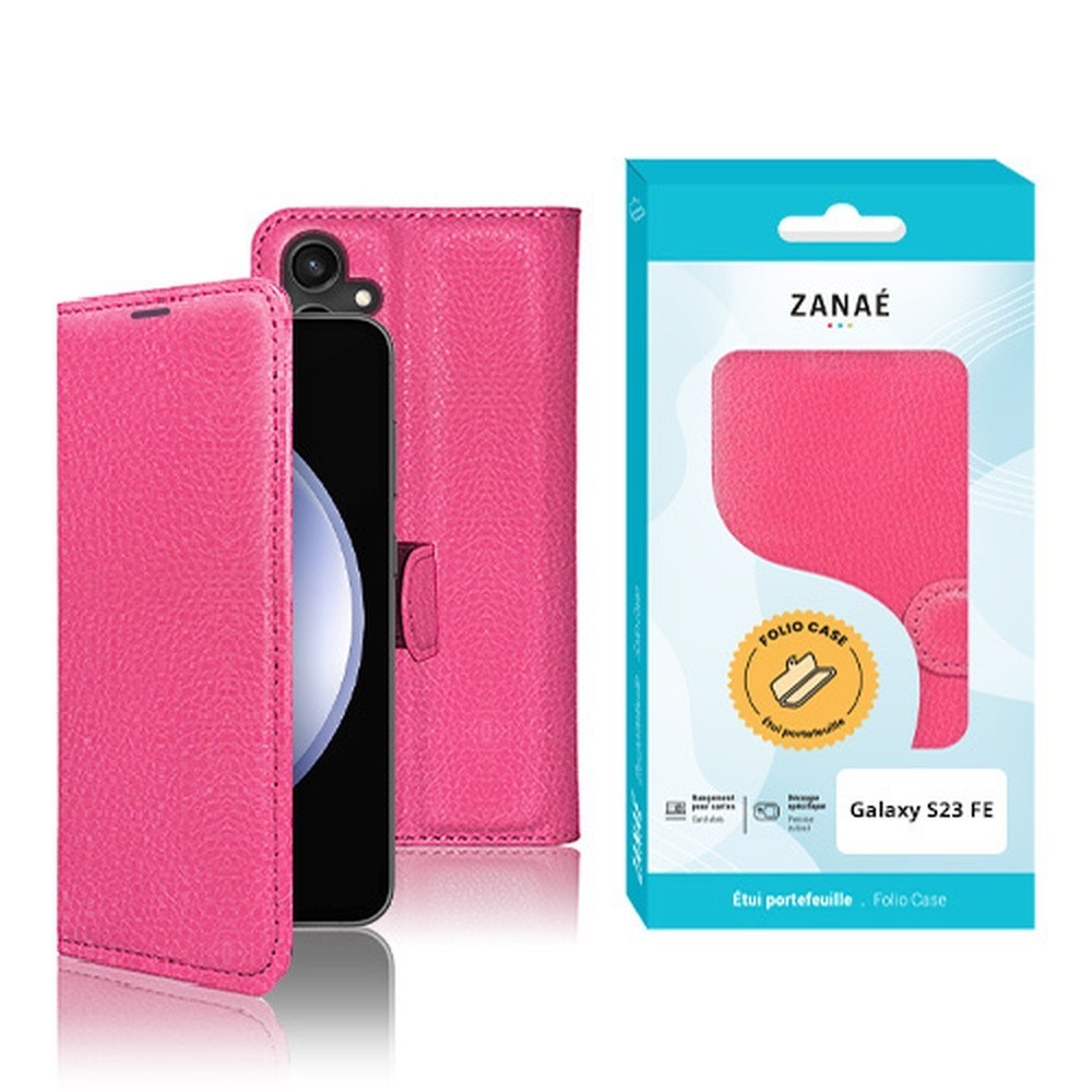 Etui Portefeuille Zanae pour Galaxy S23 FE en Fushia